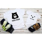 Baba Oğul Papa Baby Bear Zıbın Tshirt (Tek Ürün Fiyatıdır Kombin Yapmak Için 2 Adet Sepete Ekleyiniz - 6 - 9 Ay - Beyaz
