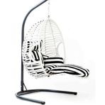 Babahçe Max Swing Garden Ayak Uzatmalı Beyaz Rattan Bahçe Salıncağı