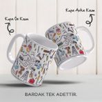 Babalar Günü Kişiye Özel Isimli, 3D Tasarımlı, Hediye Porselen Kupa - Beyaz - Krem - 330 ml