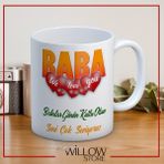 Babalar Günü Temalı Isimli Kişiye Özel Seramik Kupa Bardak-7 - 001 - Beyaz - 330 ml