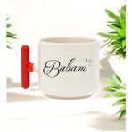 Babam Tasarımlı Kırmızı T Kulplu Seramik Baskılı Kupa Bardak 250 ml - 010 - Beyaz