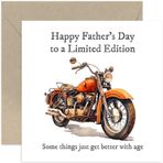 Babanız için Şık Babalar Günü Kartları - 'You're a Limite Edition' Klasik Motosiklet Tasarımı - Yetişkin Oğul veya Kızından Erkek İçin Geleneksel Whitty Komik Komik Hediyeler - Üvey Baba Büyükbaba