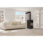 BABA'S STOVE Yarı Otomatik Pelet Ve Odun Sobası / Gold 12 Kw / Üç Camlı Ve Fırınlı Siyah