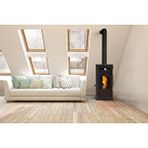 BABA'S STOVE Yarı Otomatik Pelet Ve Odun Sobası / Silver 12 Kw / Tek Camlı Fırınlı Siyah