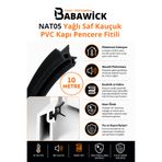 BABAWİCK Nat05 Profesyonel Yağlı Saf Kauçuk PVC Kapı Pencere Fitili 10 Mt Siyah İzolasyon Contası