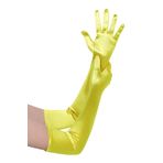 BABEYOND Uzun Gece Eldivenleri Saten Dirsek Eldivenleri Gelin Süslü Elbise Eldiven Düğün Balo Opera Eldiveni 1920'ler Stili Kadınlar için, Long Smooth 52cm/Yellow, One Size