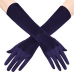 BABEYOND Uzun Opera Partisi 20'ler Saten Eldiven Esnek Yetişkin Boyutu Dirsek Uzunluğu 38 cm, Lacivert, One size fits most