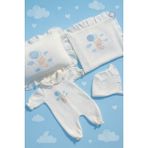 Babies First Balon Tavşan Isme Özel 6'lı Yenidoğan Set %100 Pamuk Tulum Battaniye Şapka Yastık Puset Örtü Eldivn - 00-Beyaz - 0 - 3 Ay