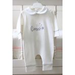 Babies First Gümüş Isim Nakışlı 6 Parça Yenidoğan Set %100 Pamuk Tulum Battaniye Şapka Puset Örtü Yastık Eldiven - 00-Beyaz - 0 - 3 Ay