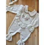 Babies First Isme Özel Nakışlı 6’lı Yeni Doğan Bebek Seti – Tulum, Battaniye, Yastık, Şapka, Puset Örtüsü - 00-Beyaz - 0 - 3 Ay