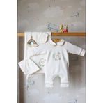 Babiesfirst kişiye Özel Nakışlı 4 Lü Yenidoğan Bebek Seti - %100 Pamuk Battaniye, Tulum, Şapka, Eldiven - 0 - 3 Ay - Pembe - Beyaz