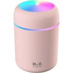 Babikamium H2O Humidifier Hava Nemlendirici Oda Araç Ortam Nemlendirici Işıklı 3 Farklı Renk Buhar Makinesi - Pembe
