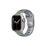 Babilden Apple Watch Series SE/11/10/9/8/7/6/5/4/3 ile Uyumlu Silikon Kordon 49mm/46mm/45mm/44mm (Açık Yeşil-Gri, 44MM / 45MM /46MM / 49MM / (Series 1-3 - 42MM)