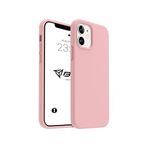 Babilden iPhone 12/12 Pro Kılıf İnce Sıvı Silikon 3 Katmanlı Tam Kaplamalı Yumuşak Jel Kauçuk Kılıf Kapak (Toz Pembe (7))