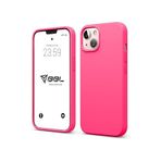 Babilden iPhone 13/14 Kılıf İnce Sıvı Silikon 3 Katmanlı Tam Kaplamalı Yumuşak Jel Kauçuk Kılıf Kapak (Parlak Pembe (20))