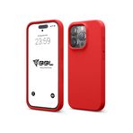 Babilden iPhone Kılıf İnce Sıvı Silikon 3 Katmanlı Tam Kaplamalı Yumuşak Jel Kauçuk Kılıf Kapak, Açık Kırmızı (iPhone 14 Pro Max 3)
