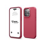 Babilden iPhone Kılıf İnce Sıvı Silikon 3 Katmanlı Tam Kaplamalı Yumuşak Jel Kauçuk Kılıf Kapak, Gül Kırmızısı (iPhone 14 Pro Max 34)
