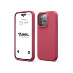 Babilden iPhone Kılıf İnce Sıvı Silikon 3 Katmanlı Tam Kaplamalı Yumuşak Jel Kauçuk Kılıf Kapak, Gül Kırmızısı (iPhone 15 Pro Max 34)