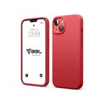Babilden iPhone Kılıf İnce Sıvı Silikon 3 Katmanlı Tam Kaplamalı Yumuşak Jel Kauçuk Kılıf Kapak, Koyu Kırmızı (iPhone 15 Plus 4)