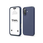 Babilden iPhone Kılıf İnce Sıvı Silikon 3 Katmanlı Tam Kaplamalı Yumuşak Jel Kauçuk Kılıf Kapak (Lacivert, iPhone 16(6)