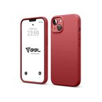 Babilden iPhone Kılıf İnce Sıvı Silikon 3 Katmanlı Tam Kaplamalı Yumuşak Jel Kauçuk Kılıf Kapak, Sönük Kırmızı (iPhone 14 Plus 24)