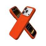 Babilden iPhone Kılıf İnce Sıvı Silikon 3 Katmanlı Tam Kaplamalı Yumuşak Jel Kauçuk Kılıf Kapak (Turuncu, iPhone 17)