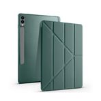 Babilden Samsung Galaxy Tab S9 FE Plus/Galaxy Tab S10 Plus ile Uyumlu Kalem Bölmeli Trifolding Cover Tablet Kılıf Katlanabilir Standlı Otomatik Uyku Modlu Darbe Emici İnce Tasarım Yeşil