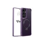 Babilden Samsung Karbon Fiber Materyal Stand Özellikli Lens Çerçeveli ve Sararmayan Güçlü Darbe Emici Premium Kılıf (Mor, Galaxy S25)