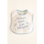 Babix Halam Beni Çok Seviyoo Yazılı Mama Önlüğü Mavi
