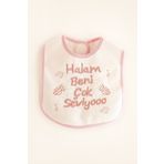 Babix Halam Beni Çok Seviyoo Yazılı Mama Önlüğü Pembe