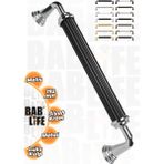 Bablife Melis 192MM Siyah-Krom Metal Lüks Çekmece Dolap Mobilya Kulpları Tüm Renk Seçenekleriyle - Siyah - Krom - 192 mm