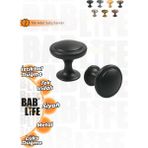 Bablife Verona Düğme Siyah 25MM Çapında Çekmece Dolap Mobilya Kulpları - Tek Delikli