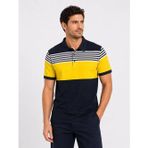 Babs Erkek Flamlı Penye Çizgili Polo Yaka Lacivert Tişört Kısa Kol Yazlık T-Shirt