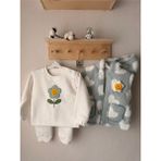 Babudi Bebek 3’lü Takım – Nakış Detaylı Sweatshirt, Eşofman Altı ve Peluş Yelek - 18 Ay - Su Yeşili