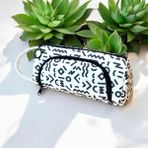 Babun Ilgaz Geometrik Desenli Büyük Organik Kanvas Pamuk Bez Kumaş Kalem Kutusu Kalemlik Makyaj Çanta Lüks Son Moda Trend Premium Iki Bölmeli Yeni Sezon Hediye El Yapımı Çok Fonksiyonlu - GEOMETRİK
