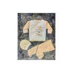 Babush Bebek Unisex 3'lü Pijama Takımı Koala Hastane Çıkışı Turuncu Sarı - 0 - 3 Ay - Açık Sarı - Beyaz