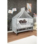 Baby Ahşap Mdf Anne Yanı Beşik, 60x120 4 Kademeli Lake Cilalı Sallanır Bebek Beşiği Tekerlekli Beşik