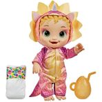 Baby Alive Dino Cuties Doll, Triceratops, Doll Accessories, Drinks, Wets, Triceratops Dinosaur Toy for Kids Ages 3 Years and Up, Blonde Hair