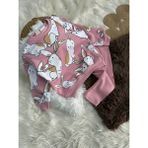 Baby Babyaden 3 Iplik Dokuma Şardonsuz Taytlı Tavşan Baskılı Kız Çocuk Takım - 2 - 3 Yaş - 01P-Pembe