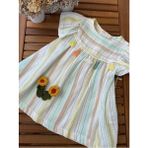 Baby Babyaden Çok Renkli Çizgili Müslin Pamuklu Kız Bebek Elbise - 3 - 6 Ay