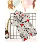 Baby Bonta Babybonta Bebek Tulum Gazete Baskılı 3-9 Ay - 3 Ay - Beyaz - Siyah - Kırmızı