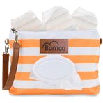 Baby Bumco Bebek Bezi El Çantası - Suya Dayanıklı; Hafif; Doldurulabilir Mendil Dağıtıcısı; Taşınabilir Değiştirme Kiti (Turuncu)