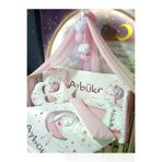 Baby Clime Cibinlikli Kız Bebek Uyku Seti 60x120 - Kenar Korumalı, İsimli Dijital Baskılı USDIJ-5-60120-LCİB-1.