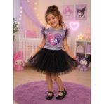 Baby Clime, Kız Çocuk Kuromi My Melody Baskılı Tütülü Kabarık Parti Elbisesi Doğum Günü Kostümü - 4 Yaş - Siyah - Çok Renkli
