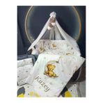 Baby Clime USDIJ-5-70110-LCİB-2. İsimli Dijital Baskılı Bebek Uyku Seti 70X110 - Beşik Kenar Korumalı, Lüks Cibinlikli