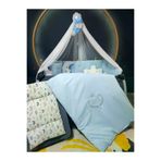 Baby Clime USN-70110-LCİB-6. İsme Özel Nakışlı Bebek Uyku Seti 70X110 - Ponponlu Lüks Cibinlikli Ve Aparatlı