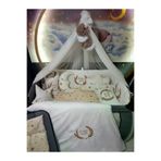 Baby Clime USN-70120-LCİB-1. 70X120 Nakışlı Bebek Uyku Seti Isimli - Lüks Cibinlik Ve Aparat - Başak Buğday Motifi