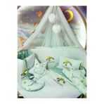Baby Clime USN-70130-LCİB-1. 70X130 Nakışlı Bebek Uyku Seti Isimli - Lüks Cibinlik Ve Aparat - Gökkuşağı Motifli