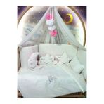 Baby Clime USN-70130-LCİB-1. 70X130 Nakışlı Bebek Uyku Seti Isimli - Lüks Cibinlik Ve Aparat - Kuğu Nakış Motifli