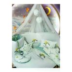 Baby Clime USNG-60120-LCİB 60X120 Nakışlı Bebek Uyku Seti Isimli - Lüks Cibinlik Ve Aparatı - Gökkuşağı Motifli